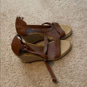 Brown strappy wedges